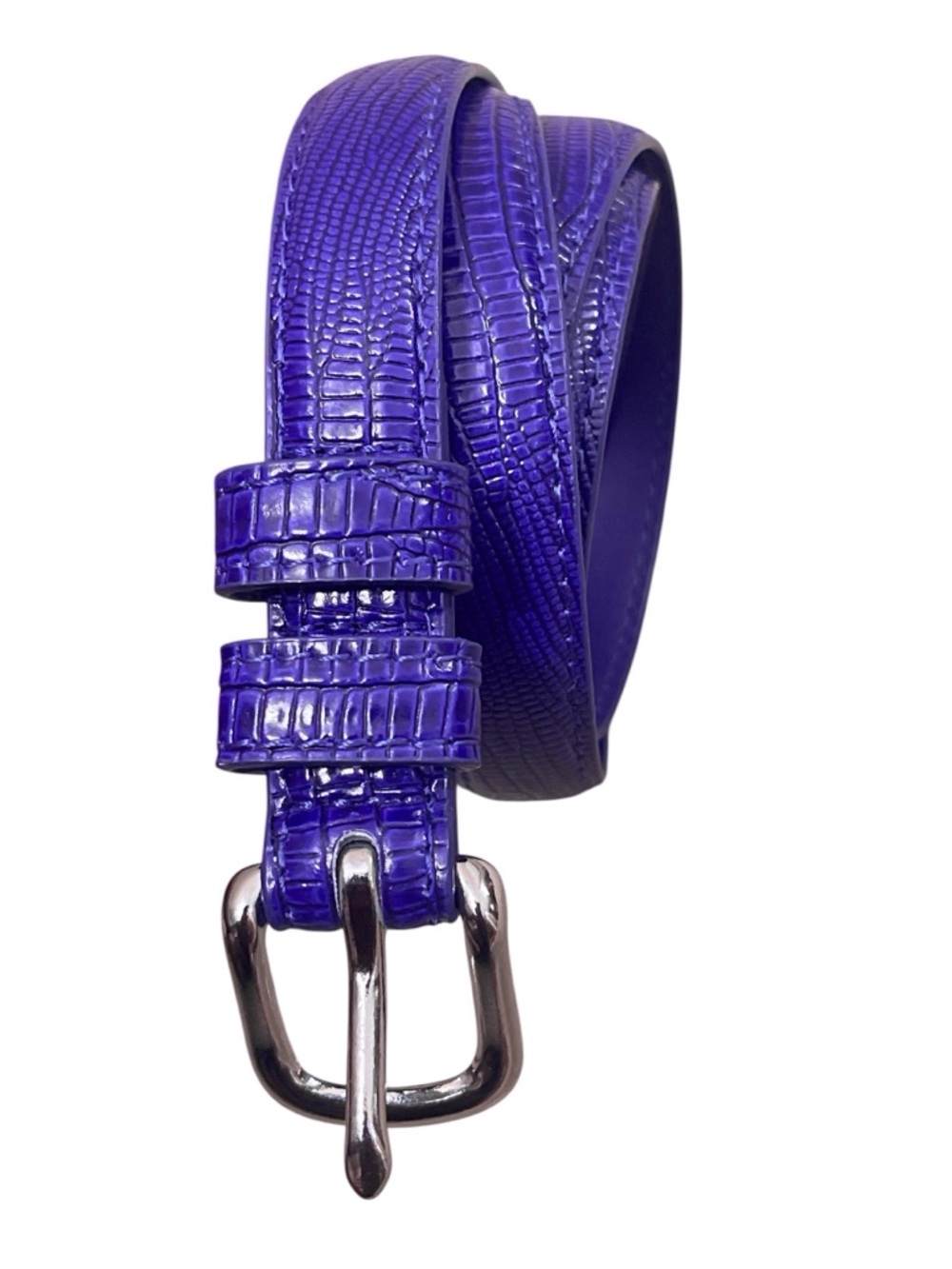 Banana Republic Purple Croc-Embossed Faux Leather Belt with Silver Buckle